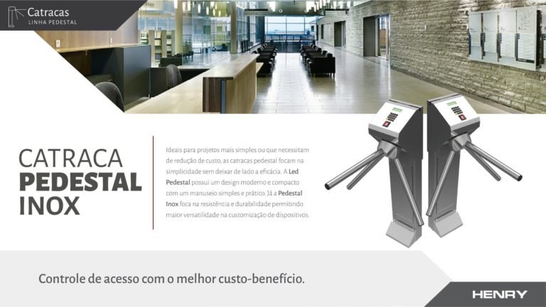 banner catracas pedestal inox